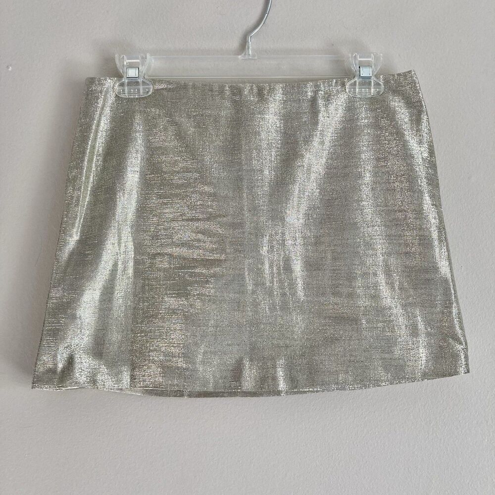 Alice + Olivia Womens Gold Metallic A-Line Party Cocktail Mini Skirt Size 4